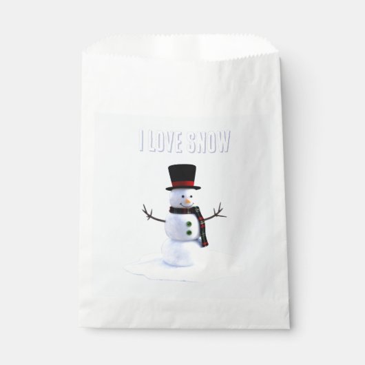 Snowman with hat and scarf. I Love Snow フェイバーバッグ (正面)