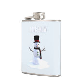 Snowman with hat and scarf. I Love Snow フラスク (左)