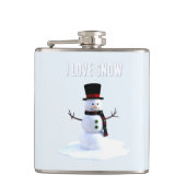 Snowman with hat and scarf. I Love Snow フラスク (正面)
