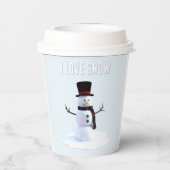 Snowman with hat and scarf. I Love Snow 紙コップ (裏面)