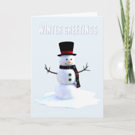 Snowman with hat and scarf. Winter Greetings カード