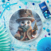  Snowman with New Year Tree, Christmas, Author Nat ペーパープレート (パーティー)