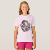  Snowman with Poinsettias, Christmas, Author Natas Tシャツ (正面フル)