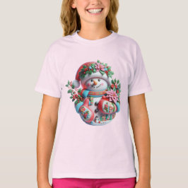  Snowman with Poinsettias, Christmas, Author Natas Tシャツ