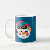 Snowman With Santa Hat And Leopard Pattern  コーヒーマグカップ (左)