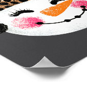 Snowman With Santa Hat And Leopard Pattern  ポスター (角)