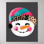 Snowman With Santa Hat And Leopard Pattern  ポスター (正面)