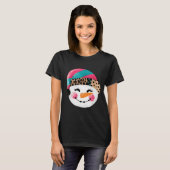 Snowman With Santa Hat And Leopard Pattern Tシャツ (正面フル)
