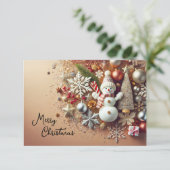 Snowman with Snowflakes and Christmas Stars 招待状 (スタンド正面)