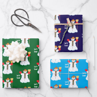 Snowman With Text Wrapping Paper Sheets ラッピングペーパーシート