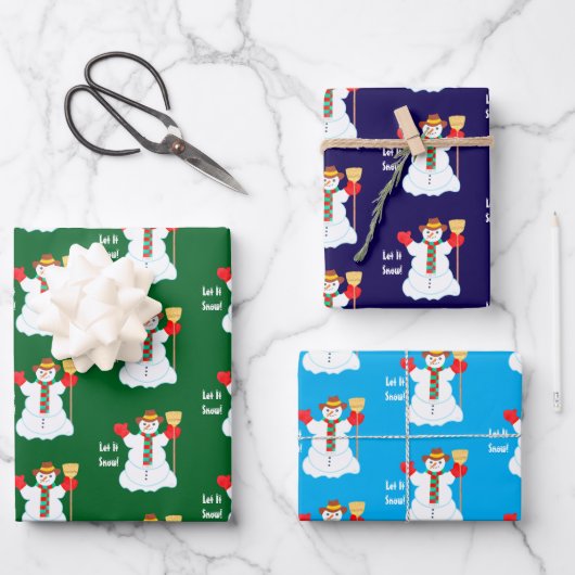 Snowman With Text Wrapping Paper Sheets ラッピングペーパーシート (正面)