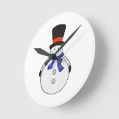 Snowman with top hat ラウンド壁時計 (傾斜)