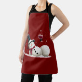 Snowman With Wine Christmas Gift Xmas Holiday  エプロン (インサイチュ)
