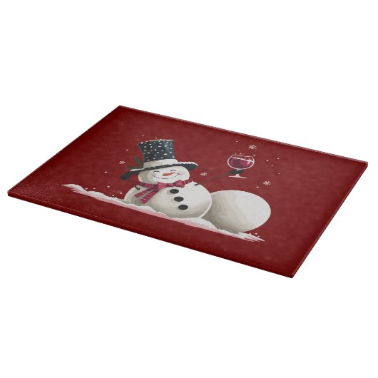 Snowman With Wine Christmas Gift Xmas Holiday  カッティングボード (角)