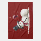 Snowman With Wine Christmas Gift Xmas Holiday  キッチンタオル (縦)