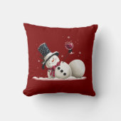 Snowman With Wine Christmas Gift Xmas Holiday  クッション (正面)