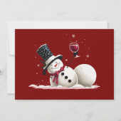 Snowman With Wine Christmas Gift Xmas Holiday  招待状 (正面)