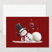 Snowman With Wine Christmas Gift Xmas Holiday  招待状 (正面/裏面)