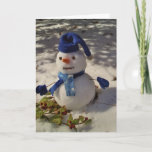 Snowman withBlue Hat and Scarf シーズンカード<br><div class="desc">Snowman withBlue Hat and Scarf Photo taken at Lake Arrowhead by Sandy Closs Snow , Snowmen, Christmas,  Winter,  "Cute Winter""snowwoman" ,  "show lady",  "snowball" , rainbow ,  colorful</div>