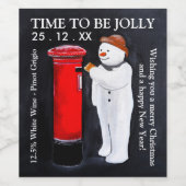 Snowman's Letter to Santa Christmas Wine Label ワインラベル (シングルラベル)