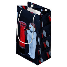 Snowman's Letter to Santa Painting by Alfred Fox スモールペーパーバッグ