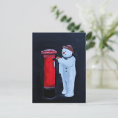 Snowman's Letter to Santa Painting by Alfred Fox ポストカード (スタンド正面)