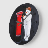 Snowman's Letter to Santa Painting by Alfred Fox ラージ壁時計 (傾斜)