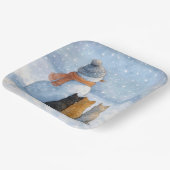Snowmen and Cats In a Snowy Field ペーパープレート (傾斜あり)