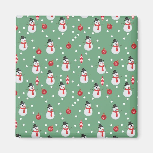 Snowmen and Christmas Ornaments マグネット (正面)
