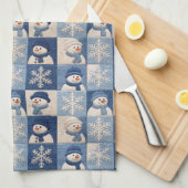 Snowmen and Snowflakes Quilt Pattern キッチンタオル (四つ折り)
