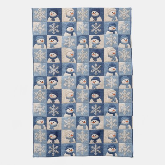 Snowmen and Snowflakes Quilt Pattern キッチンタオル (縦)