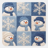 Snowmen and Snowflakes Quilt Pattern スクエアシール (正面)