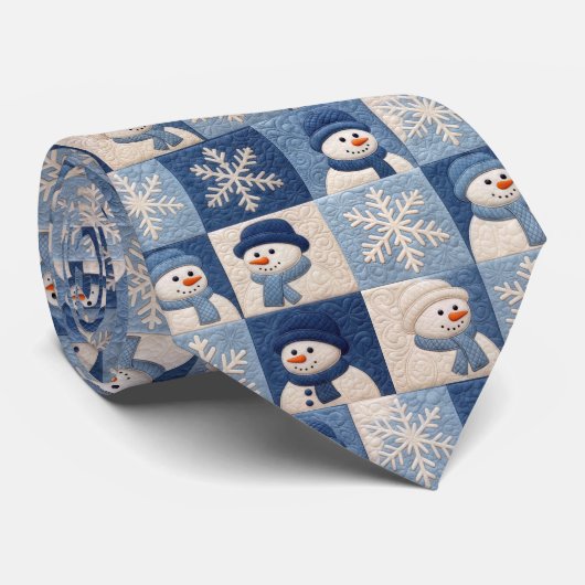 Snowmen and Snowflakes Quilt Pattern ネクタイ (ロール)