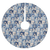 Snowmen and Snowflakes Quilt Pattern ブラッシュドポリエステルツリースカート (正面)