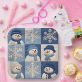 Snowmen and Snowflakes Quilt Pattern ペーパープレート (パーティー)