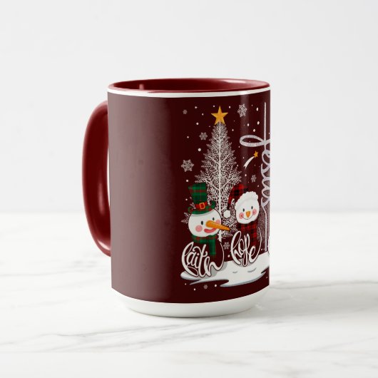 Snowmen and Tree of Light with the Name of Jesus マグカップ (正面左)