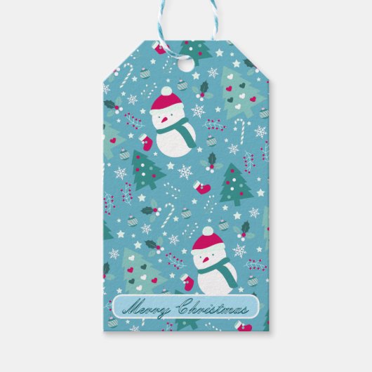 Snowmen, Candy Canes & Festive Holiday Design ギフトタグ (正面)