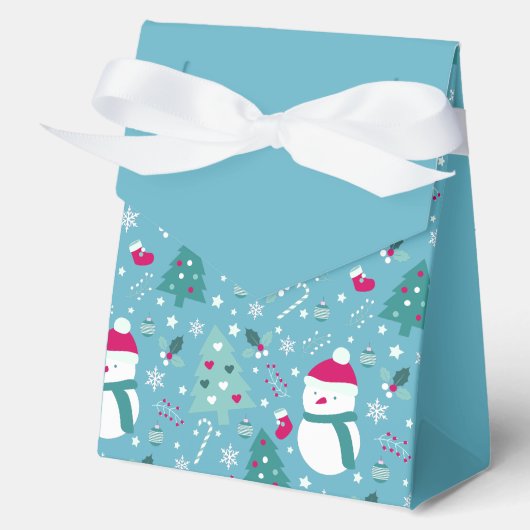 Snowmen, Candy Canes & Festive Holiday Pattern フェイバーボックス (正面)