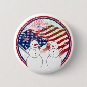 Snowmen Celebrating Independence 缶バッジ (正面)