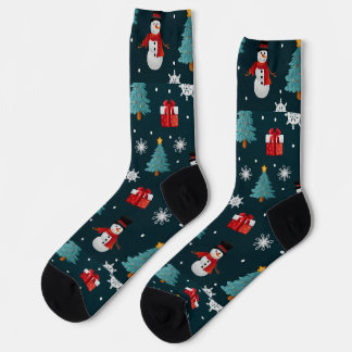 Snowmen Christmas Trees Unisex Crew Sock ソックス