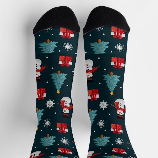 Snowmen Christmas Trees Unisex Crew Sock ソックス (上部)