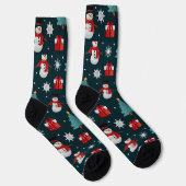 Snowmen Christmas Trees Unisex Crew Sock ソックス (右)