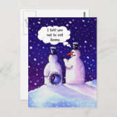 Snowmen, Don't eat beans!!!! ポストカード (正面/裏面)