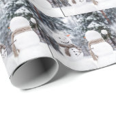 Snowmen Having a Snowball Fight ラッピングペーパー (ロールコーナー)