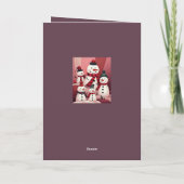 Snowmen In A Sweet Kitschy Christmas Pink Theme  カード (裏面)