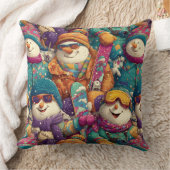 Snowmen In Designer Ski Gear On The Slopes クッション (ブランケット)