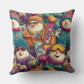 Snowmen In Designer Ski Gear On The Slopes クッション (裏面)