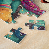 Snowmen In Designer Ski Gear On The Slopes ジグソーパズル (側面)