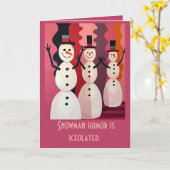 Snowmen Kitschmas Christmas Pink Theme Design カード (黄色い花)