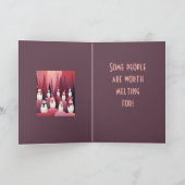 Snowmen Pink Theme Design Kitschy Christmas カード (内部)